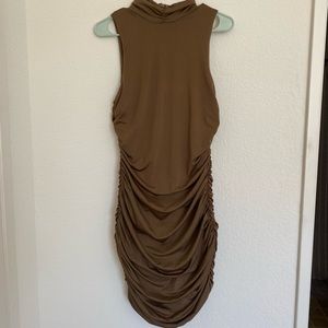 Ruched high neck dress